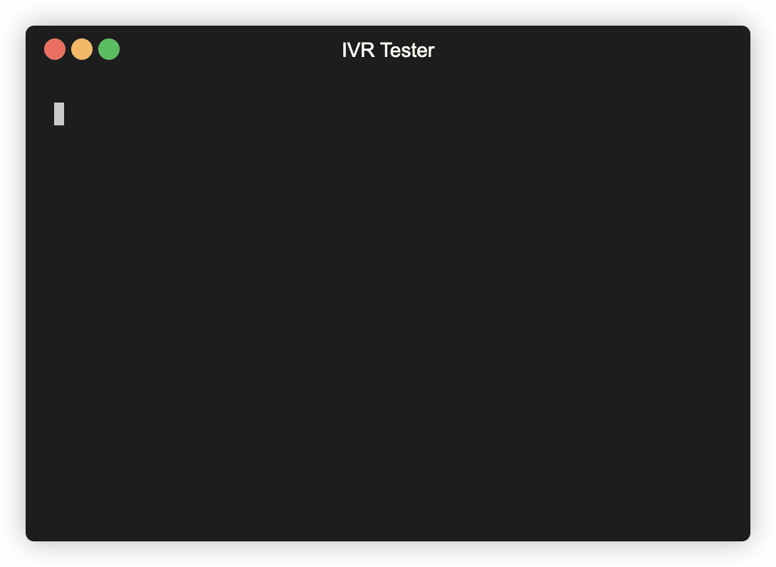 Terminal running a test with IVR Tester